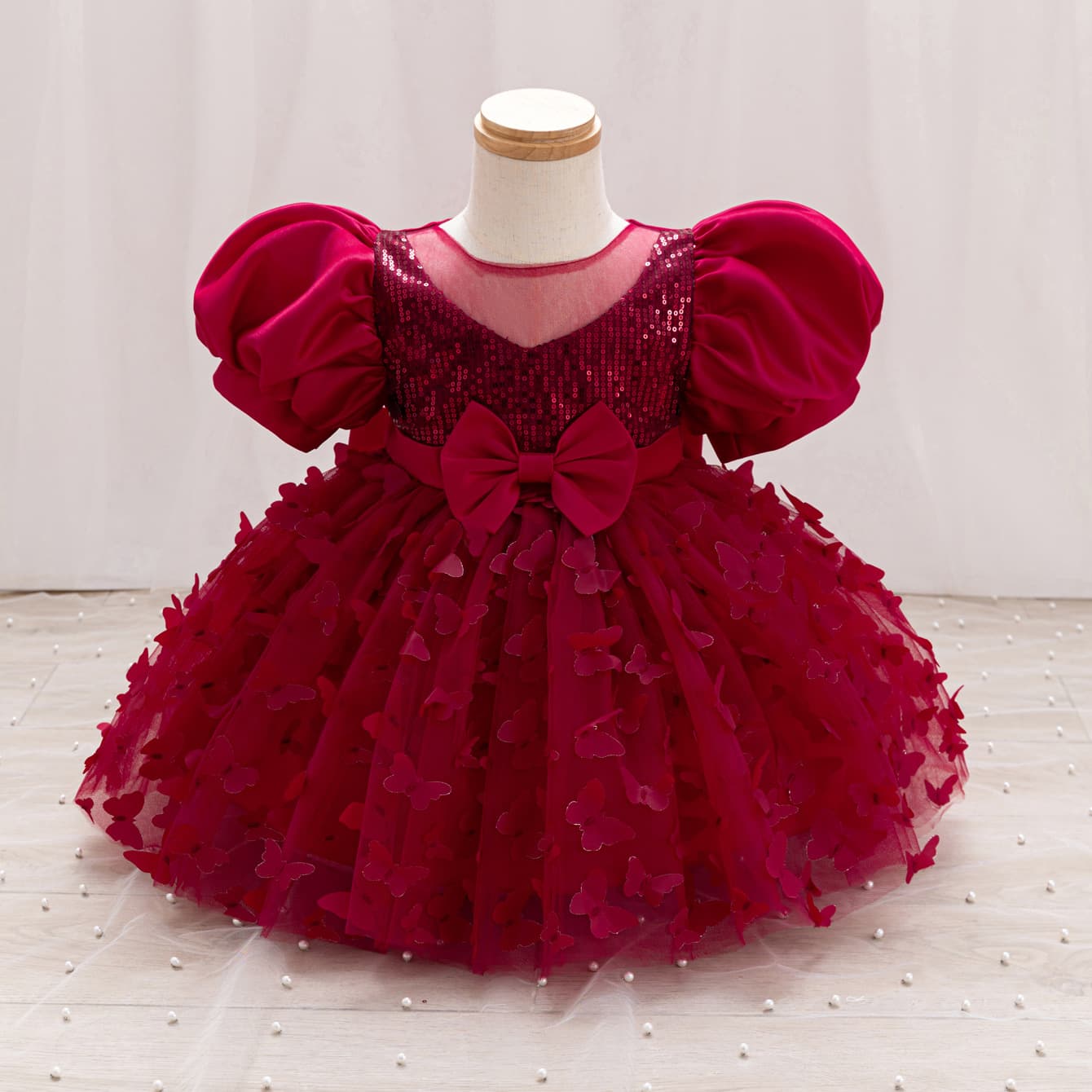 Girls Princess Dress Tulle 3D Butterfly Children Gown New Style Little Girl Tutu Dress Birthday First Birthday Party Dress