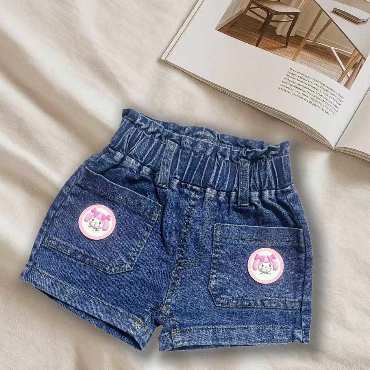 Cross-border Stock Jeans 2025 New Cartoon Jeans Summer Butterfly Knot Shorts for Kids Outerwear Hot Pants