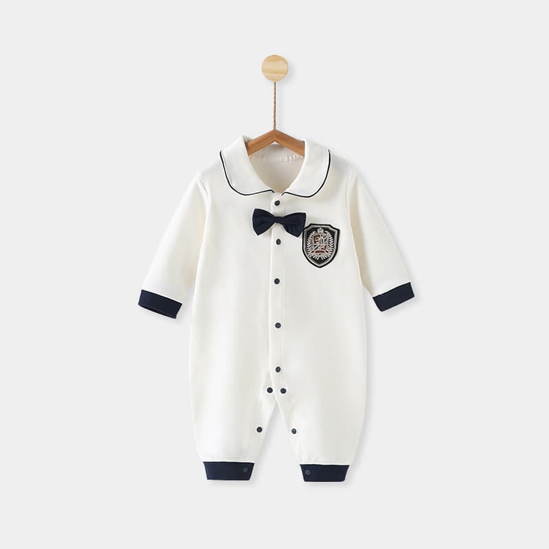 Infant Bodysuit Spring/Autumn Gentleman Outfit Newborn Formal Wear Full Moon Baby Long-Sleeved Romper Crawler Academic Style