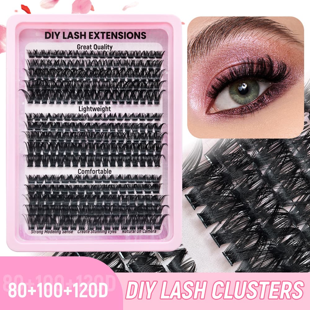 European and American Cross-Border Fox Eyelashes Large Tray Set 100D Natural Hot Melt Segment Single Cluster False Eyelashes