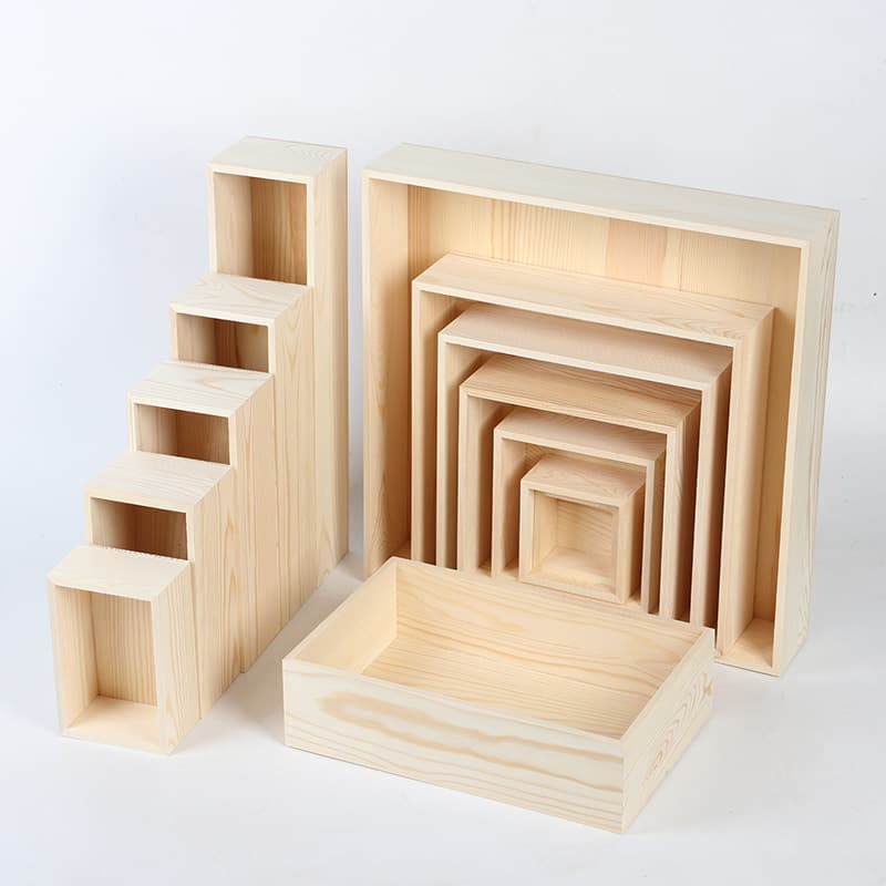 Pine wood open-top storage box, household solid wood desktop storage box, wedding candy box, wooden gift and jewelry packaging box