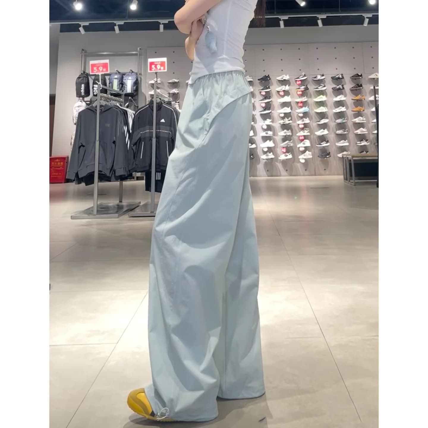 Haze Blue Korean Quick-Dry Cargo Pants for Women Summer 2026 New High-Waist Loose Slimming Petite Thin Wide-Leg Pants