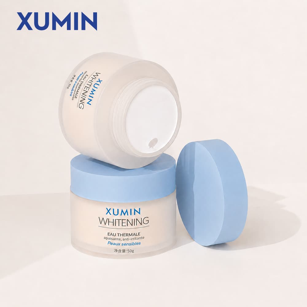 Xumin new product spot frosted 50g cream bottle straight round PP makeup remover jar matte rice white cover facial cream bottle