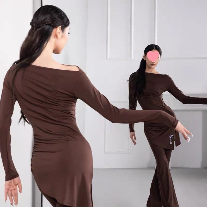 YES Latin dance top for women, new modern dancewear, social dance adult practice outfit, long-style dancewear.