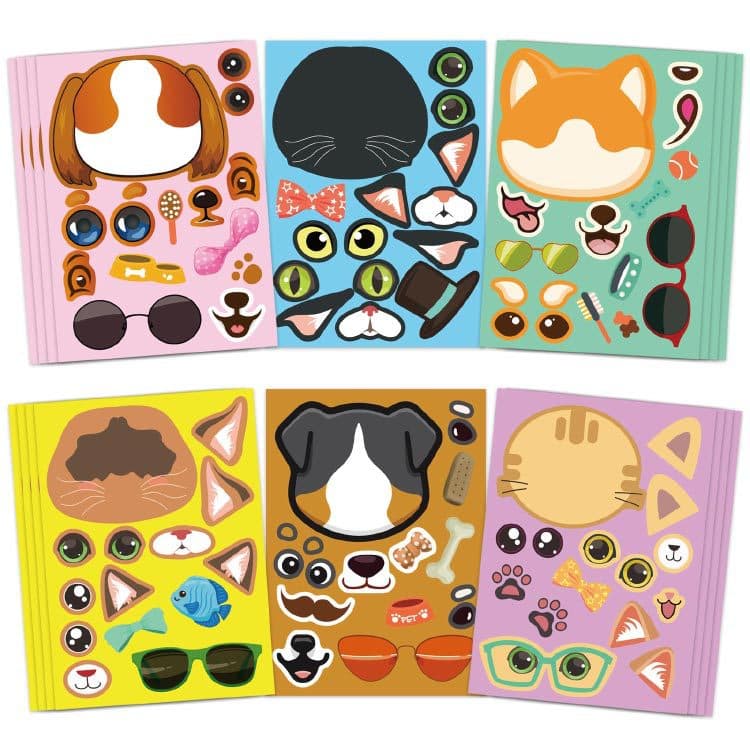 Cat Dog Creative Puzzle Sticker Cat Dog Makeup Sticker Children Animal Craft Birthday Gift