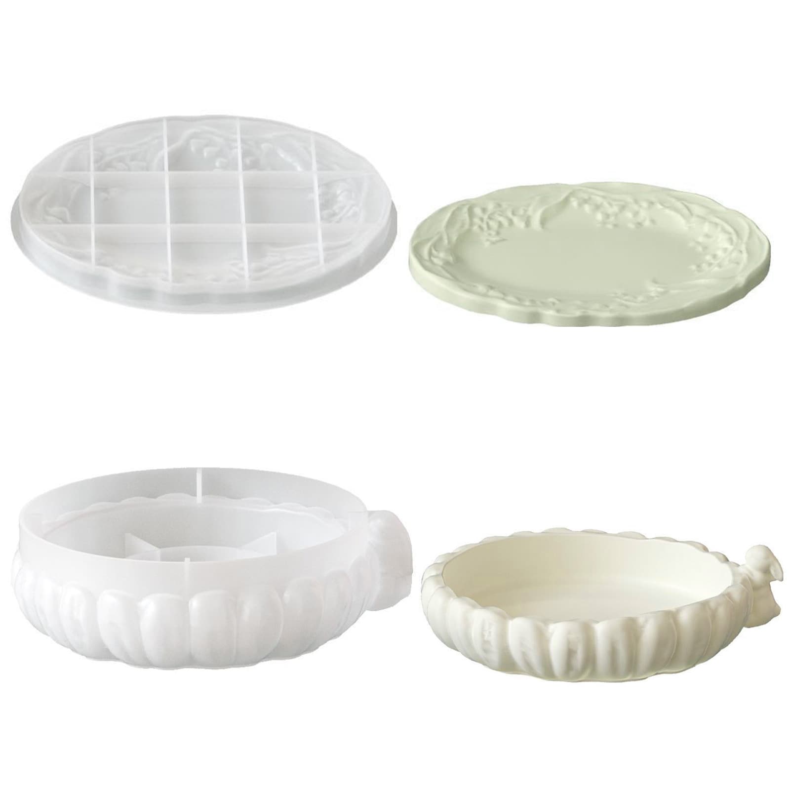 Easter lace bunny round plaster tray diy European style lily of the valley pattern oval saucer silicone mold batch