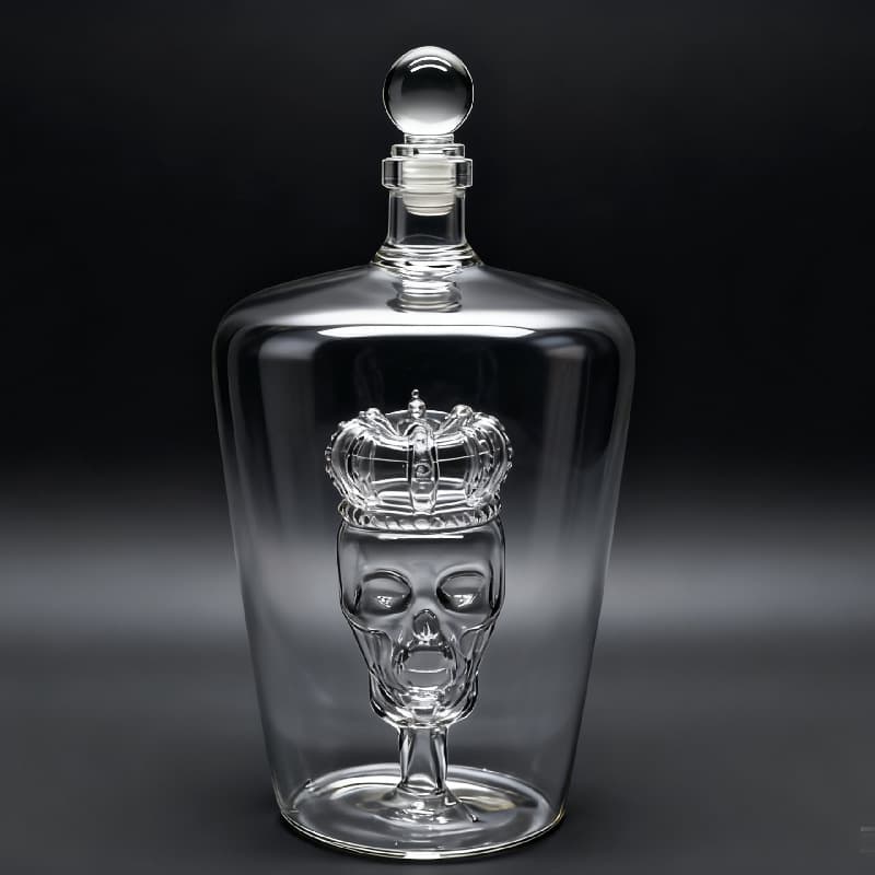 Craft wine bottle manufacturer high borosilicate glass skull wine bottle custom shaped creative glass bottle wine set bubble wine bottle