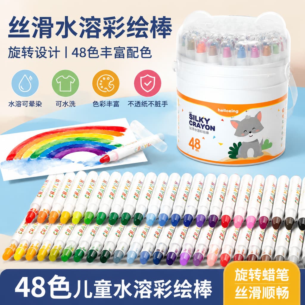 48-color water-soluble paint pens for children, crayons, oil pastels, washable heavy-color oil paintings, non-dirty hand crayons, non-transparent