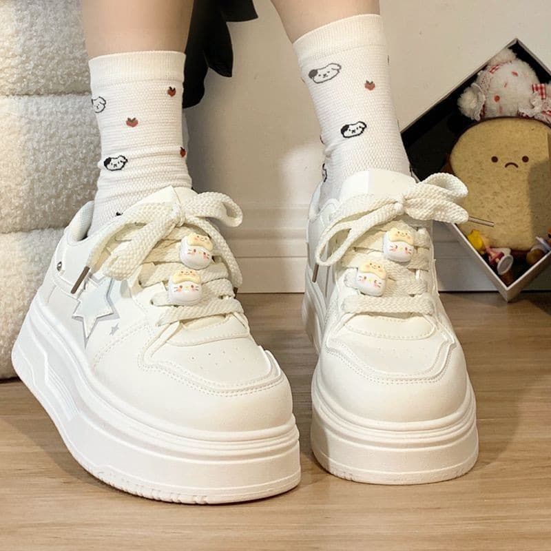 Girls' Sports Shoes 2025 Spring/Autumn New Style Soft Sole Versatile White Shoes Children's Star Casual Sneakers for Middle and Older Kids