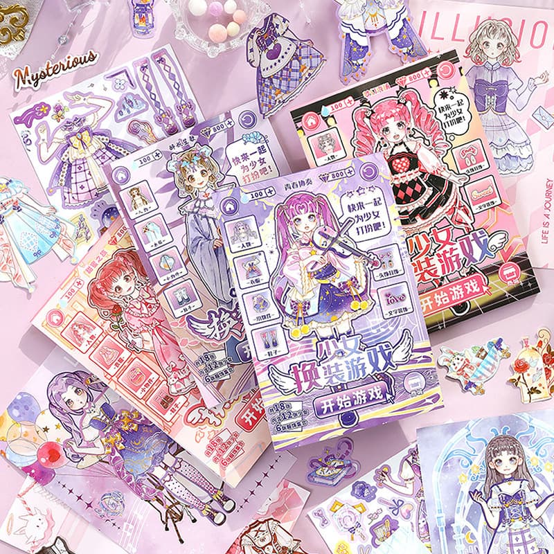 Xinmo Girl Dress-Up Game Sticker Book Princess Makeup Stickers for Kids Ages 3-6, Little Girls' Toy Sticker Book