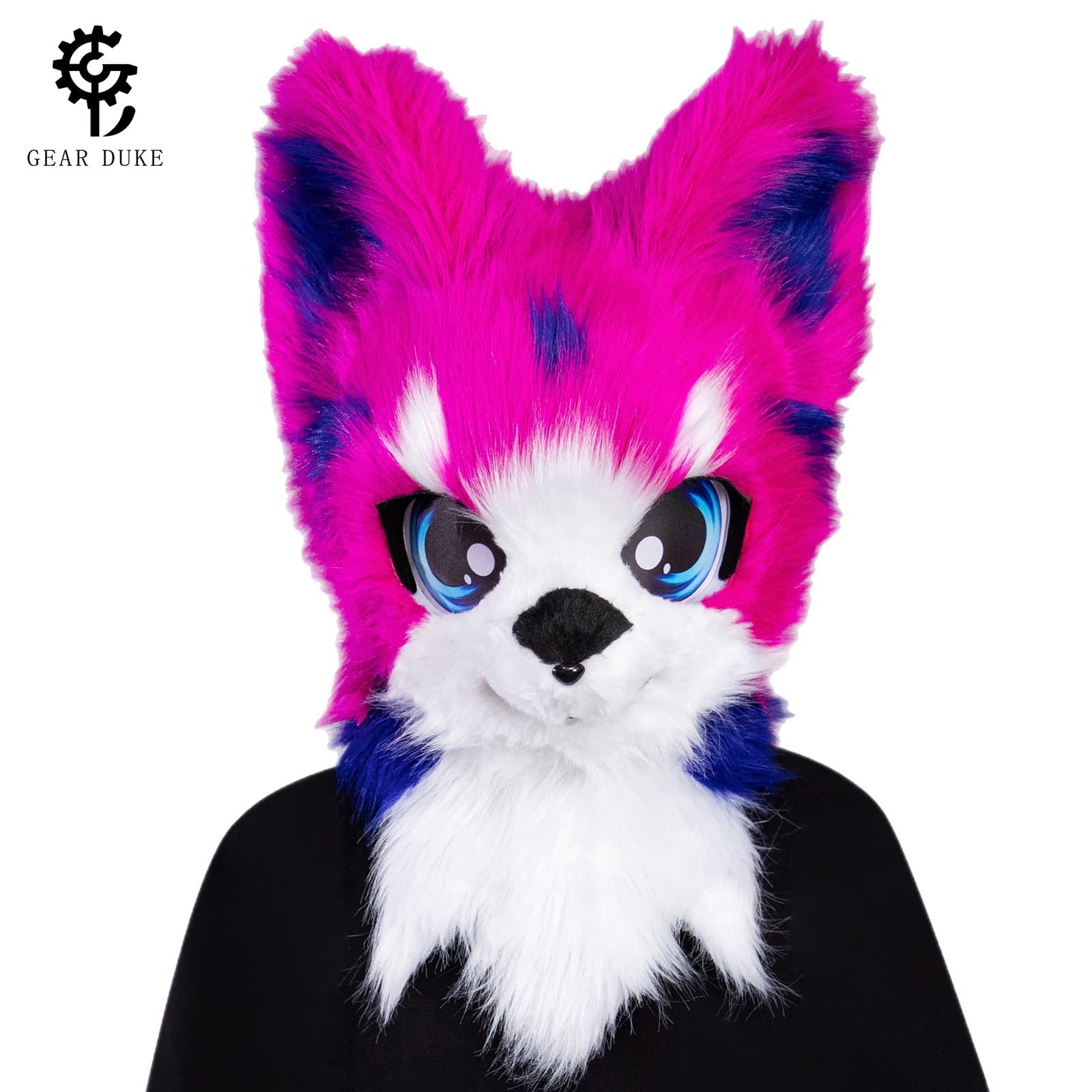 TEMU Halloween Furry Animal Head Mask Dog Wolf Head Plush Mask Furry Role-Playing Costume for Europe and America