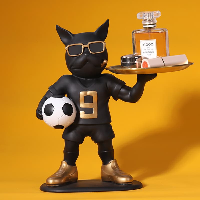 Cross-border football method dog ornaments creative book desktop storage tray resin crafts bulldog home decoration