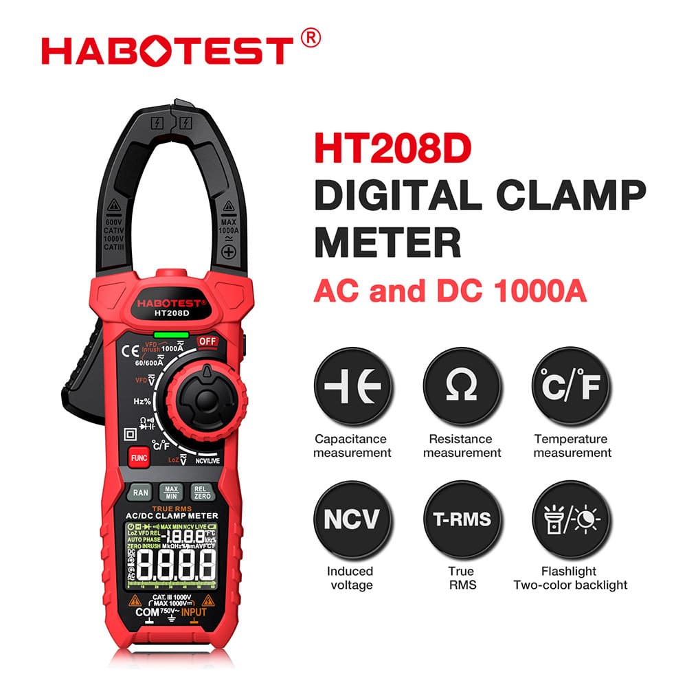 Huabo HT208A/D clamp multimeter high-precision digital clamp meter multi-function clamp meter AC and DC clamp meter