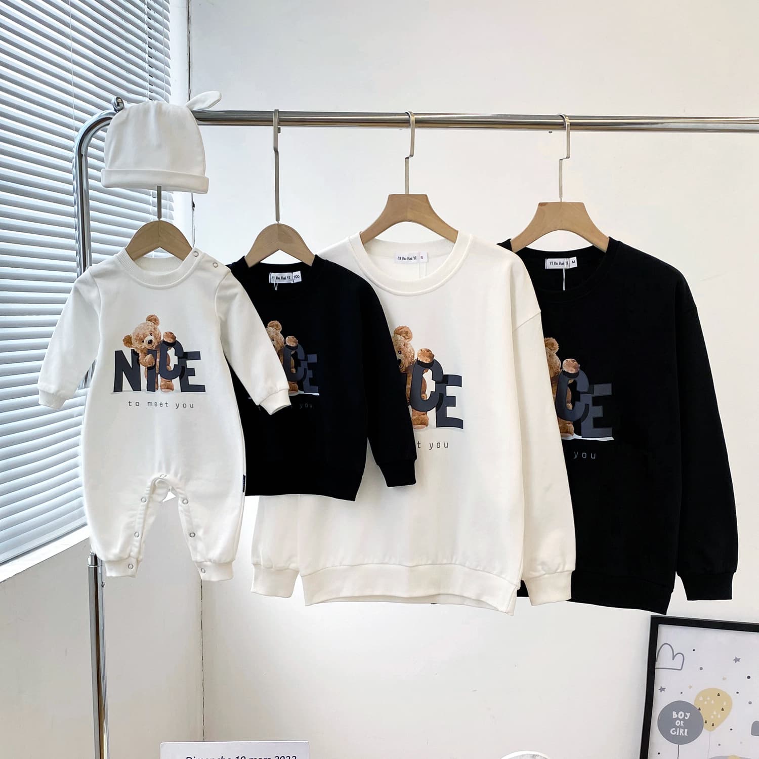 Autumn Long Sleeve Bear Hoodie Parent-child Outfit Family of Three 2023 New Mother-Son Casual Street Style Full Family Mother-Daughter Set