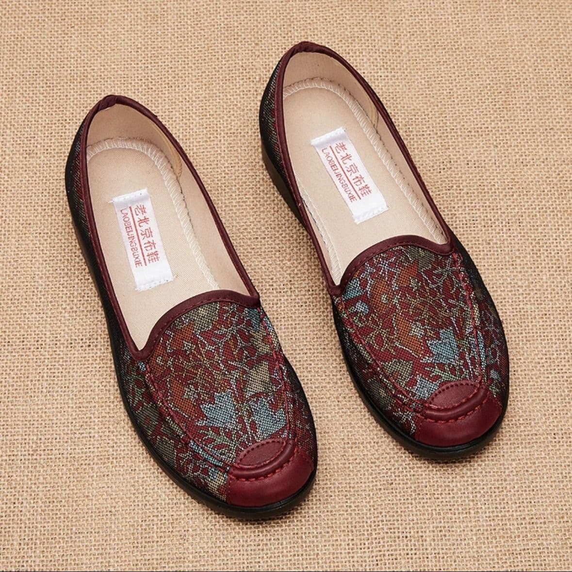 Old Beijing Cloth Shoes Spring/Autumn Women's Anti-Slip Elderly Retro Soft Sole Wide Fit for Bunions Grandma Shoes