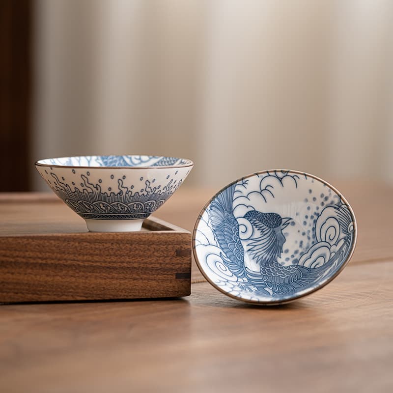 Blue and White Conical Hat Tea Cup, Ceramic Tea Cup, Home Kung Fu Tea Cup, Master Cup, Single Small Cup, Tasting Cup, Tea Set