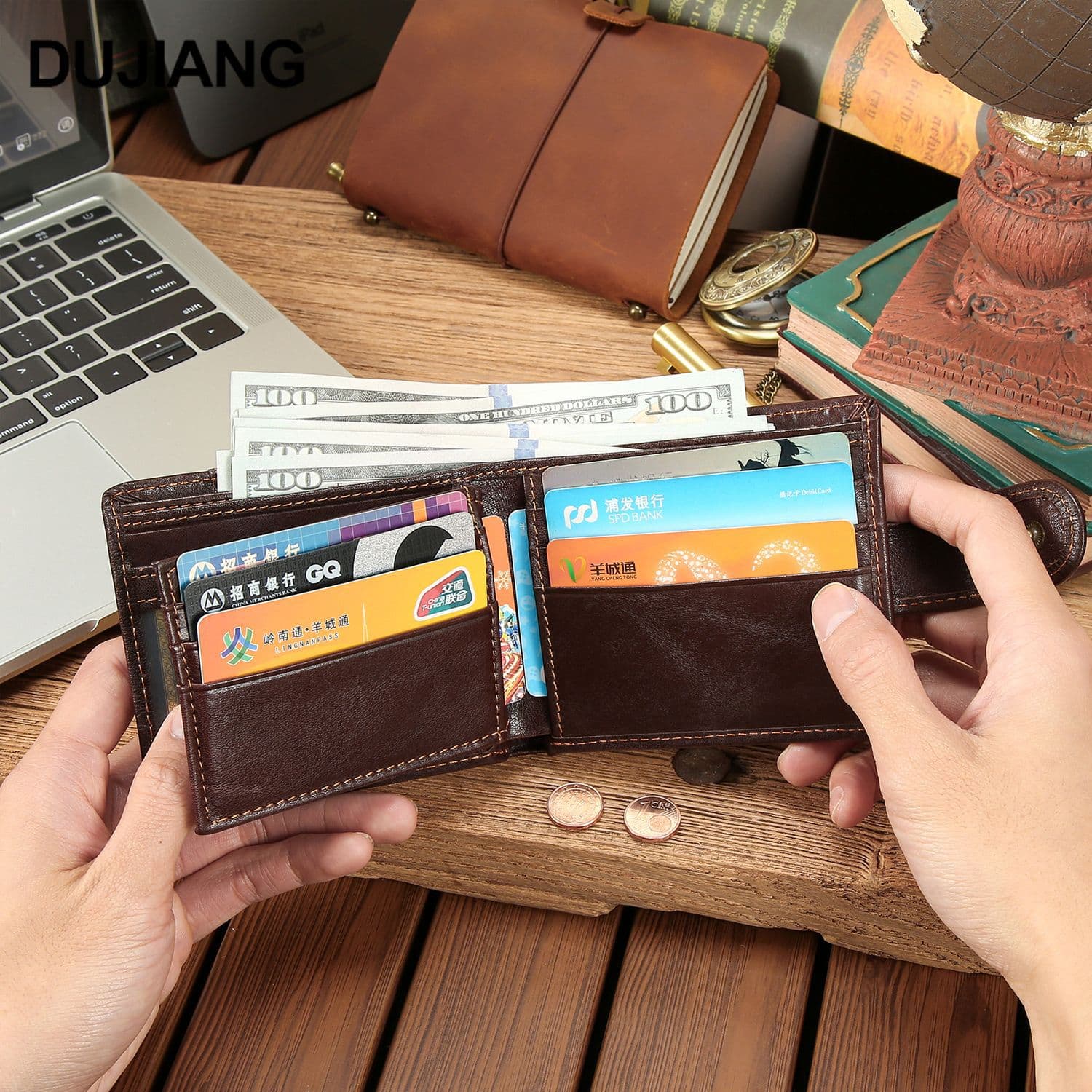 Cross-border Short Wallet Vintage Top-layer Genuine Leather Embossed Coin Purse Men's Card Holder Multi-functional Money Clip