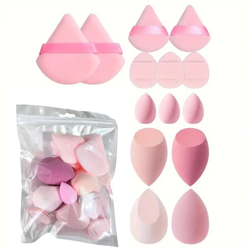 Factory Direct Cross-Border 14-Piece Makeup Sponge Set, Ultra-Soft Sponge Puff, Fine Texture, Non-Absorbent Setting Powder