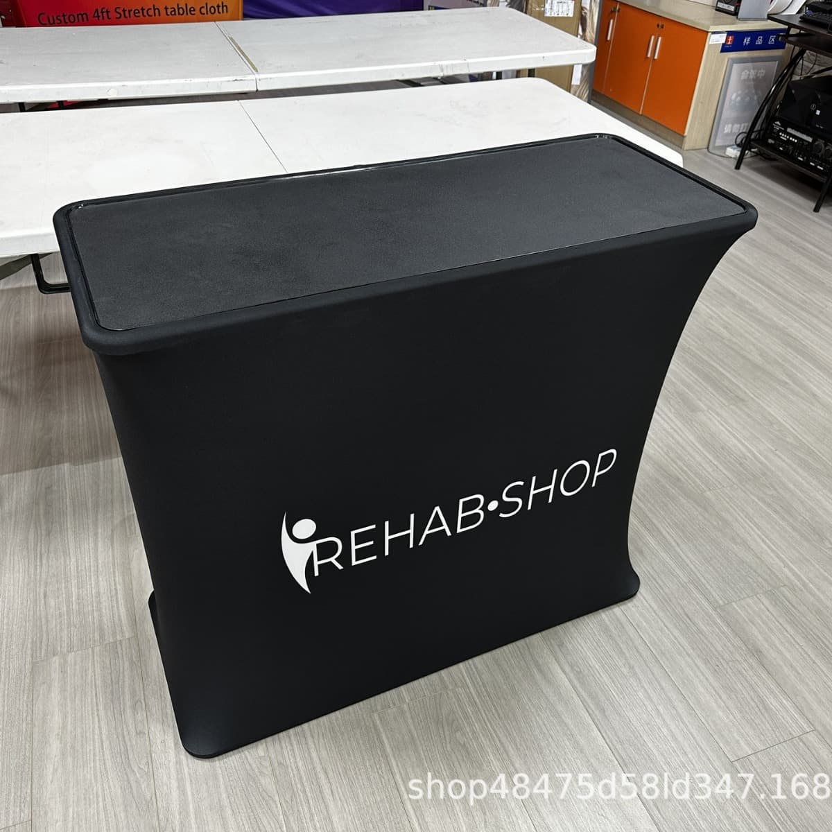 Shanghai Factory Direct Magnetic Curved Lacquered Panel Pull-Net Promotional Counter Advertising Table Sales Rack Display Stand Reception Desk
