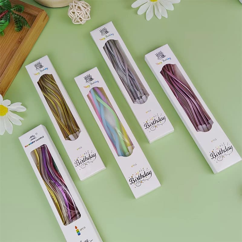 Curved Birthday Candle Party Baking Plug-in Colorful Curved Rotary Thread Gold Silver Twist Cake Candle