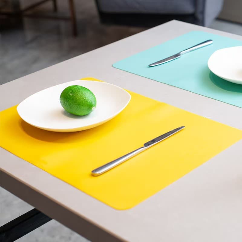 Silicone Placemat for Children Elementary School Lunch Mat, Waterproof Oil-Resistant Baby Dining Table Pad, Rectangular Heat Insulation Foldable Mat