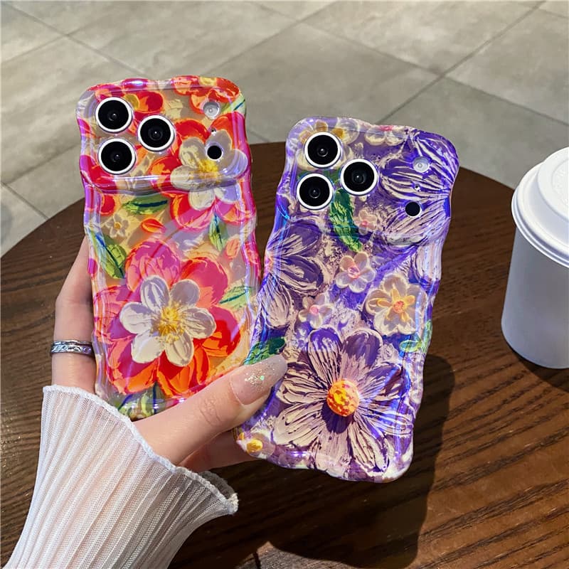Cross-border Twisting Oil Painting Flower iPhone 17 Case, Apple 16 Premium Anti-Drop Protective Case, Compatible with 15