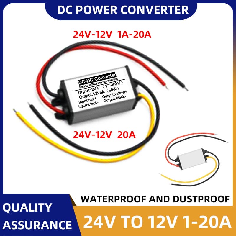 DC-DC Vehicle 24V to 12V Power Converter, 24V to 12V Monitoring DC Step-Down Vehicle Power Supply