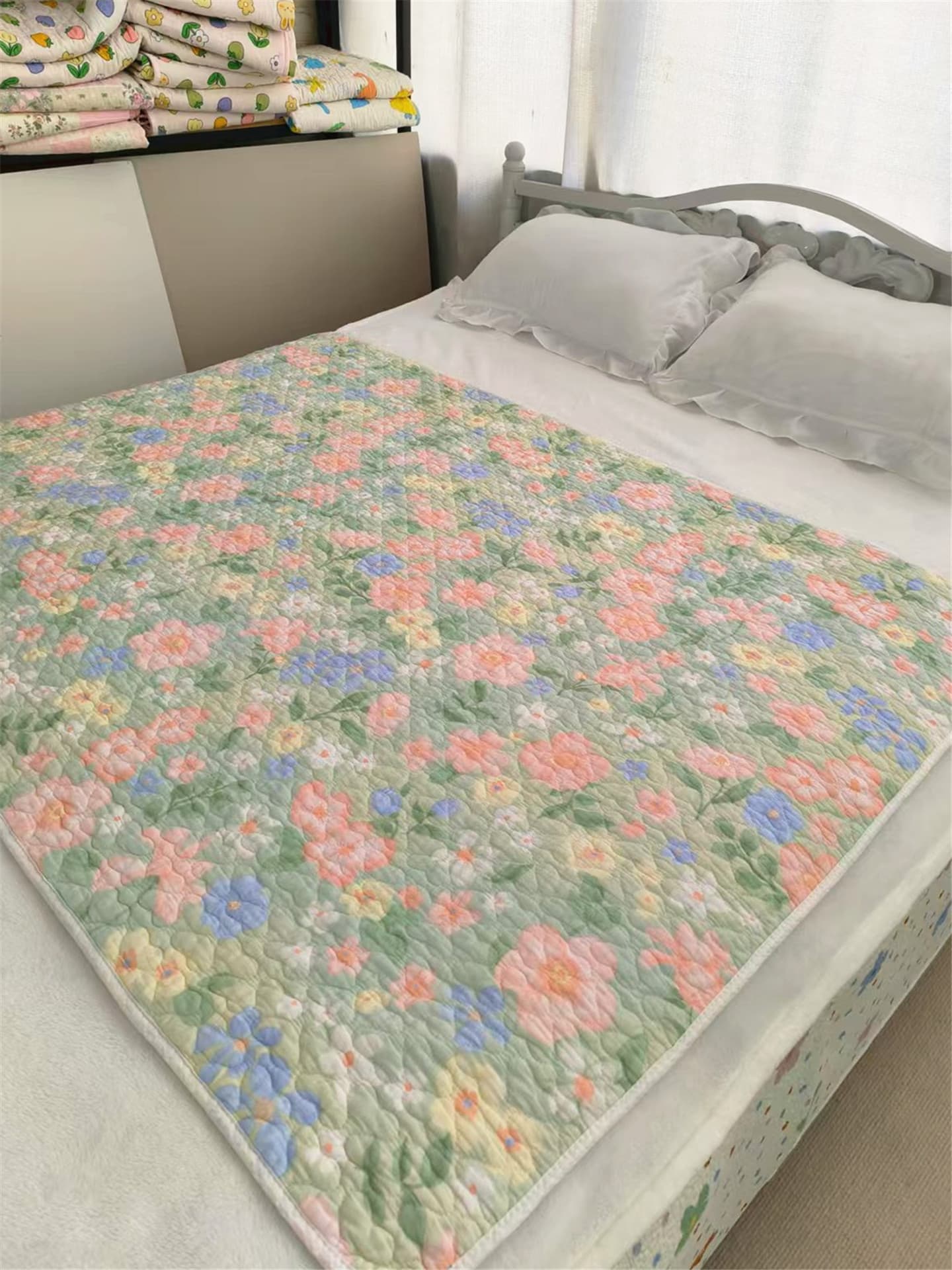 Large Double-Sided Pure Cotton Dirt-Proof Mat, Oil-Proof and Sweat-Proof Bed Sheet Protector, Quilted Student Dormitory Bed Cover, Menstrual Pad