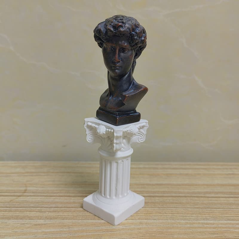 Nordic Mini Roman Column Bust Figurine Antique Bronze Sculpture David Desktop Home Decorative Ornament
