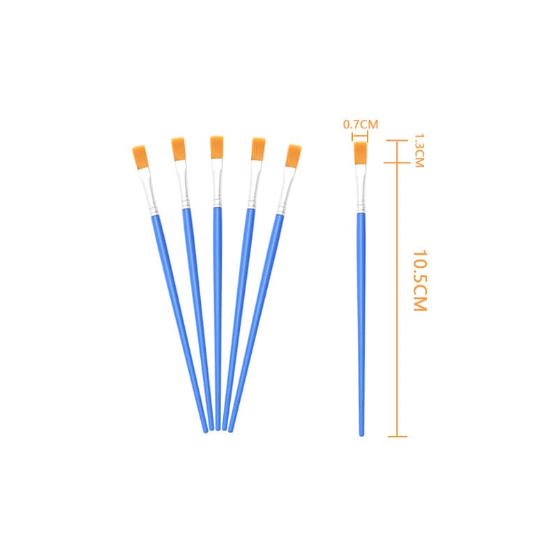 Blue flat-tip nylon paintbrush, paint by numbers for kids, flat brush, plaster doll DIY paint liner brush