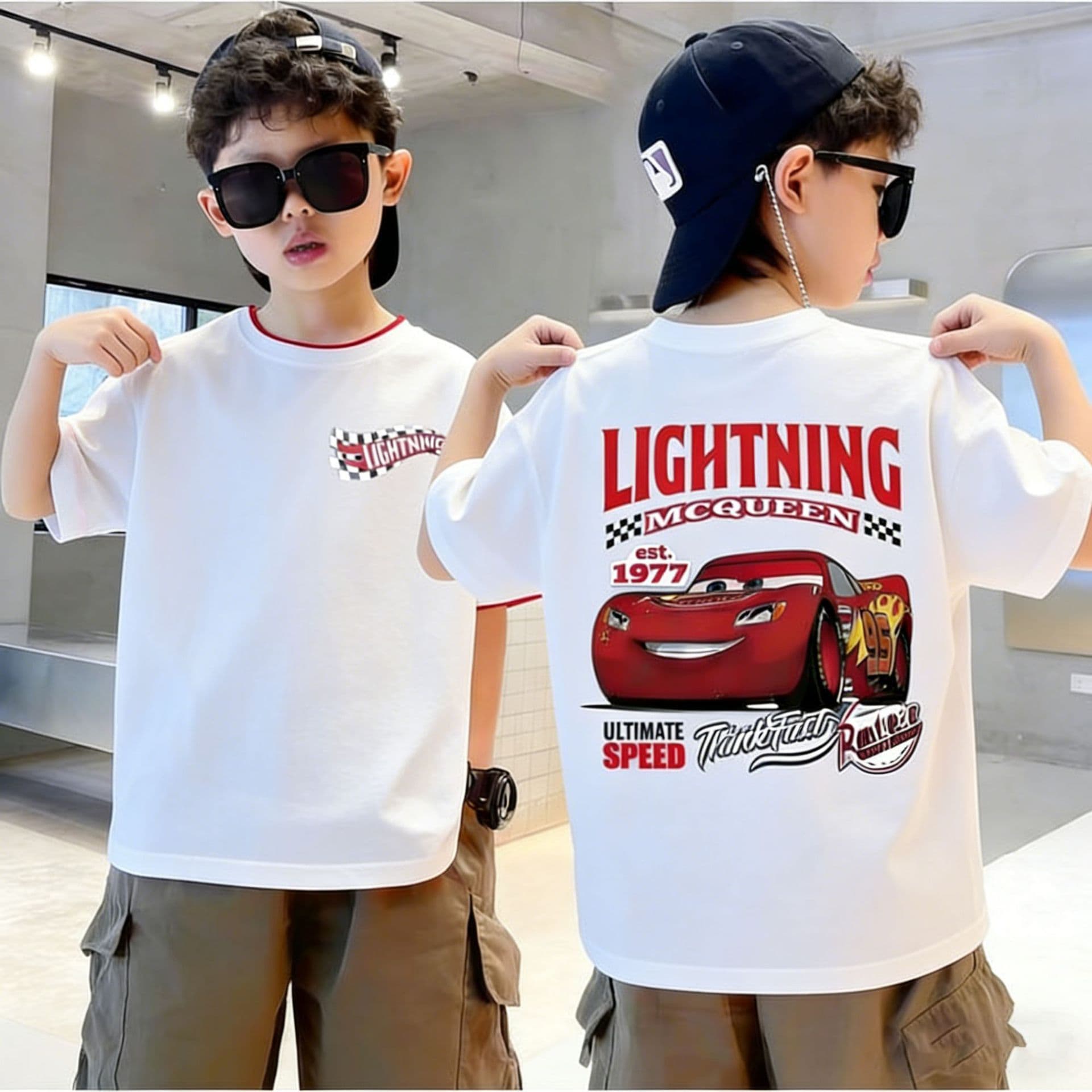 2026 Spring/Summer New Kids Cartoon Print Pure Cotton Short Sleeve T-Shirt Trendy Boys and Girls T-Shirt