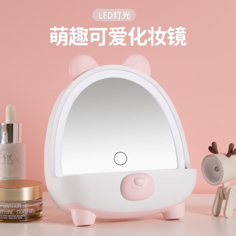 LED Makeup Mirror with Light, Desktop Viral Women's Vanity Mirror with Fill Light, Ins-style Dorm Desk Portable Storage Dressing Mirror