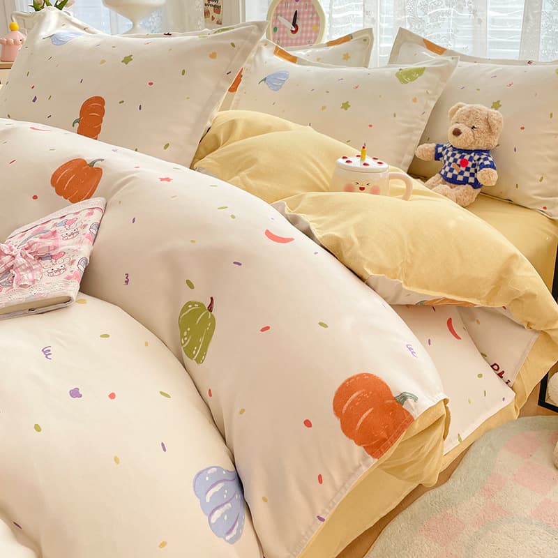 Maternity and Baby-Grade Class A Four-Piece Set of Brushed Cotton Genuine Sheets and Duvet Covers, Thickened, Ins-Style Fresh Dormitory Three-Piece Set