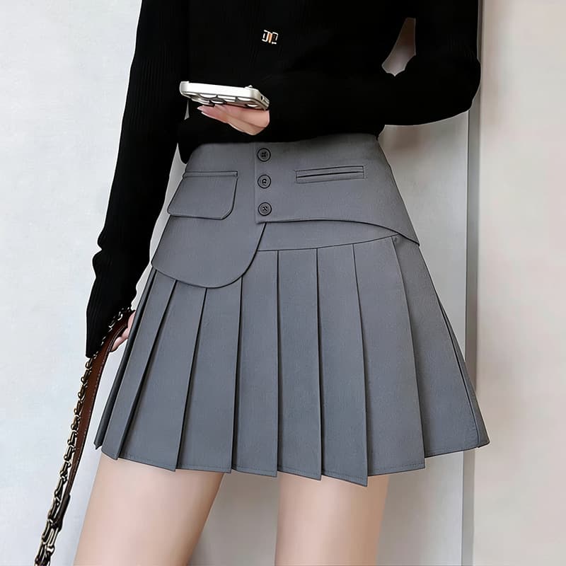 Denim Skirt for Women 2026 New Style Gray High Manganese Washed Skirt Petite Slimming Short Skirt