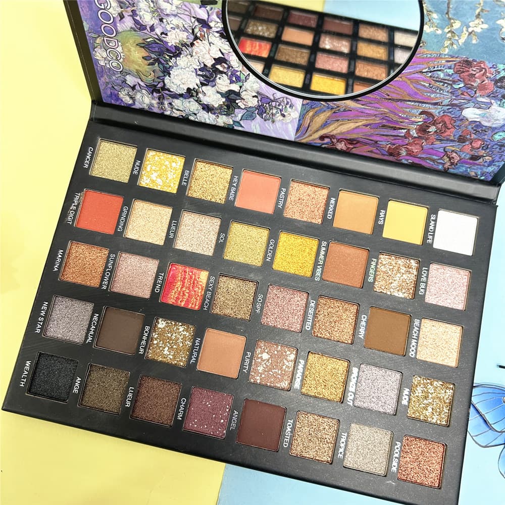 Foreign Trade Cross-border Oil Painting Flower Pattern 40-Color Pearlescent Matte Earth Tone Eyeshadow Palette Makeup IGOODCO Manufacturer