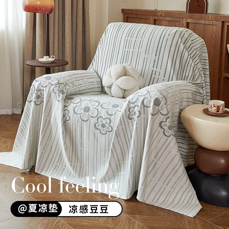 Summer Ice Silk Single Sofa Cover, Cool Sofa Cloth, Full Coverage Lazy Sofa Pad, Sofa Slipcover Blanket