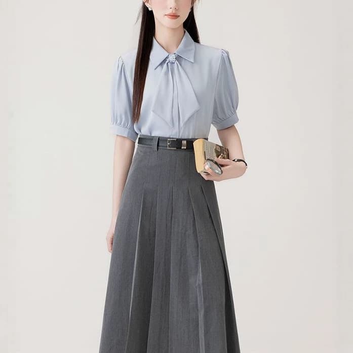 Formal Occasion Teacher Interview Dress Business Suit for Women Work Outfit Shirt Skirt Set