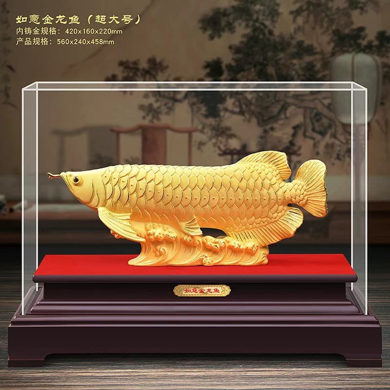 Velvet sand gold will bring you wealth every year, goldfish home furnishings, resin furnishings, Chinese-style office opening gifts, gold-plated