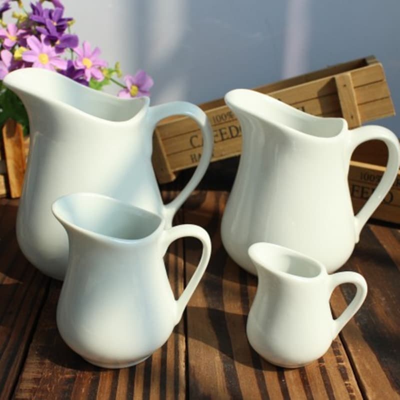 Large, Medium, and Small Ceramic Milk Pots, Specifically for Coffee and Flower Tea, Home Kitchen or Cafe Use