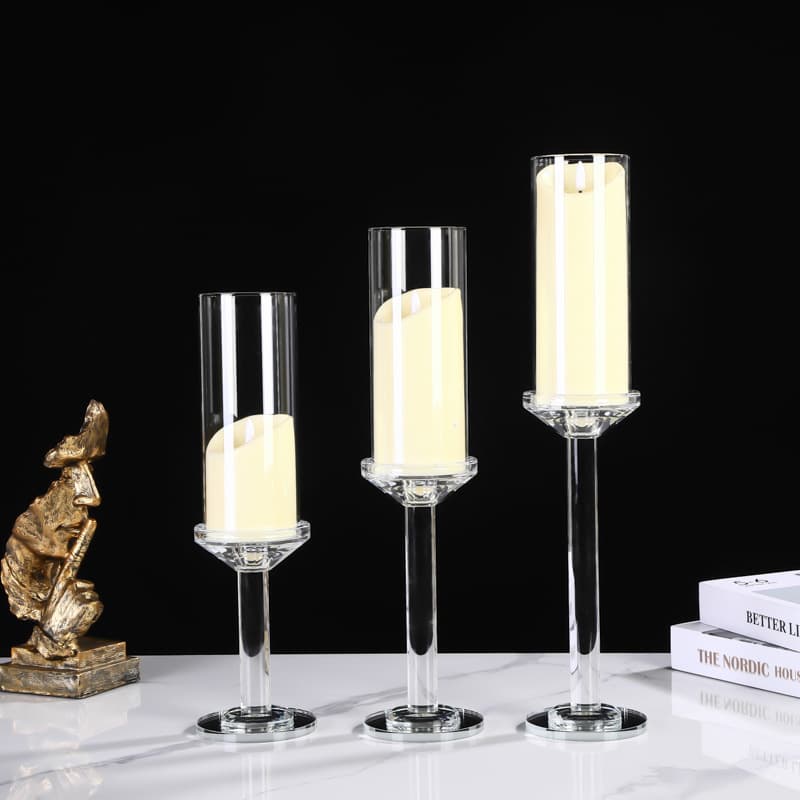 Factory Wholesale European Crystal Home Candle Holder Wedding Hotel Supplies Crystal Glass Candle Holder Dining Table Showroom