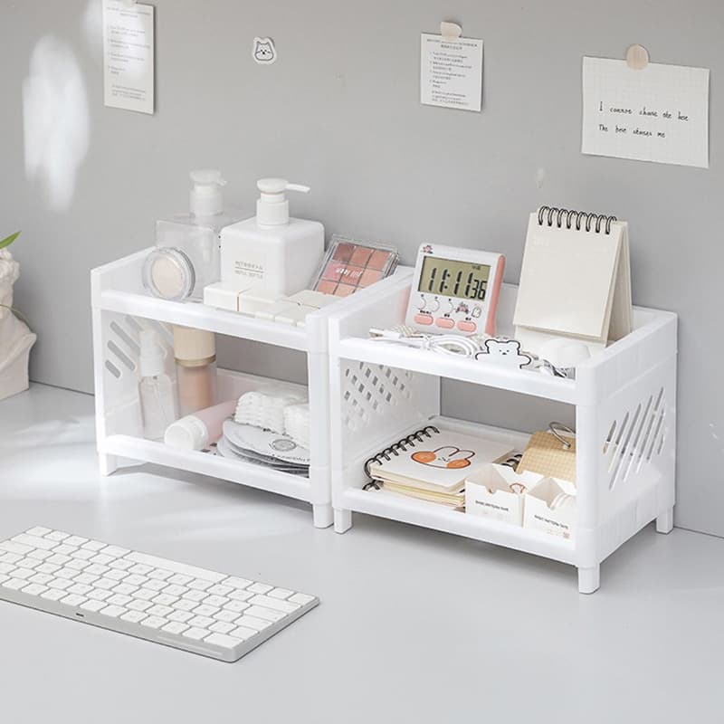 Recommended Instagram-style Desktop Double-layer Organizer, Cosmetic Bathroom Clutter Office File Storage Shelf