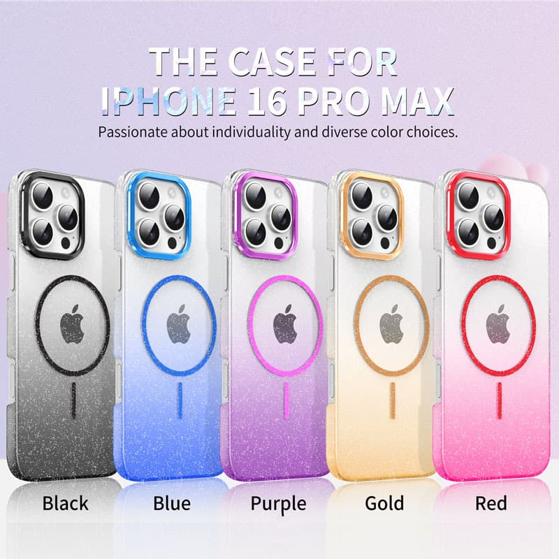 New Glitter Phone Case for Apple 17, Magnetic iPhone 16 Pro Max Transparent 14 Drop-Resistant PC Protective Cover