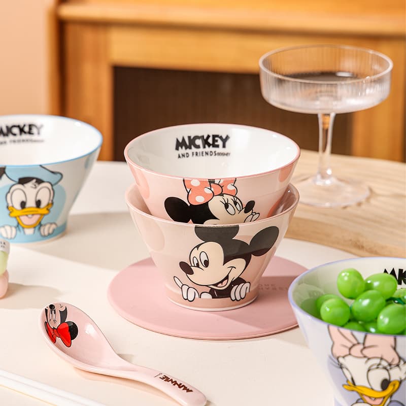 Disney Mickey series tall bamboo hat bowl underglaze color tableware rice bowl ceramic gift home birthday gift