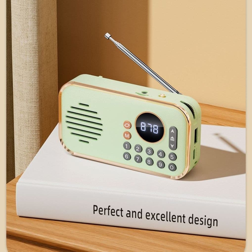 Vintage Card-Insert Charging Mini Portable Radio USB Charging Radio for Young People