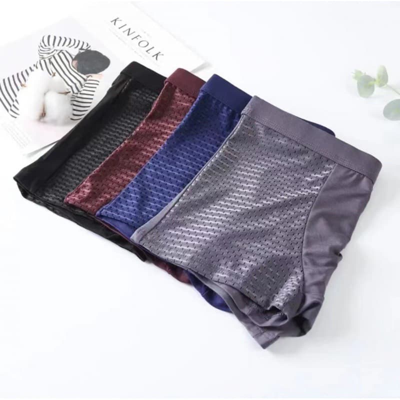 Cross-border Quick-Dry Mesh Ice Silk Summer Men's Boxer Briefs Breathable Lightweight Large Size