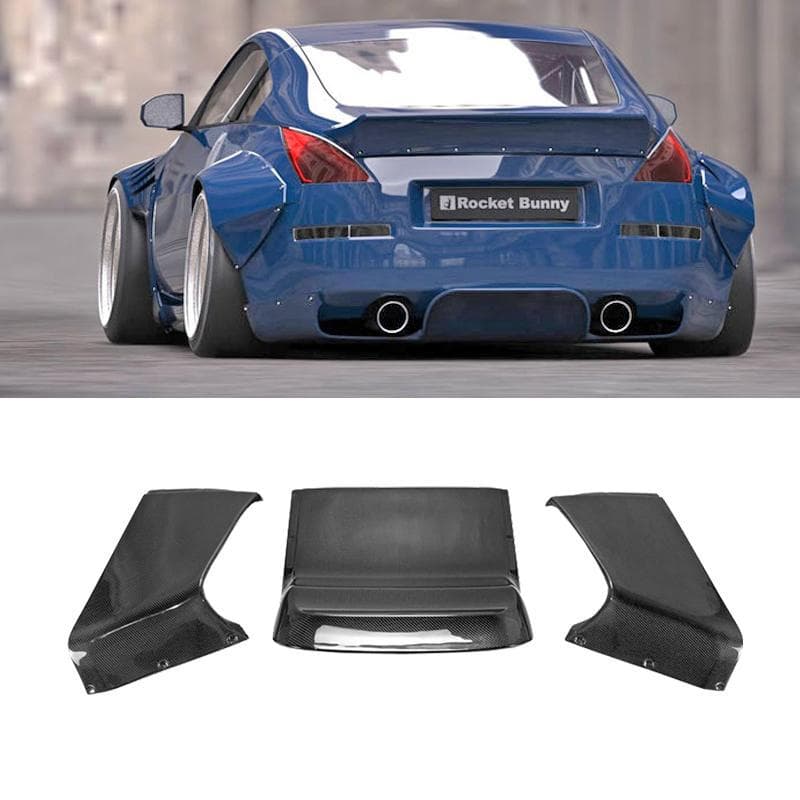For Nissan 350Z Demon Z33 Rocket Bunny Style Carbon Fiber Rear Diffuser Tail Lip Bottom Plate Add-on