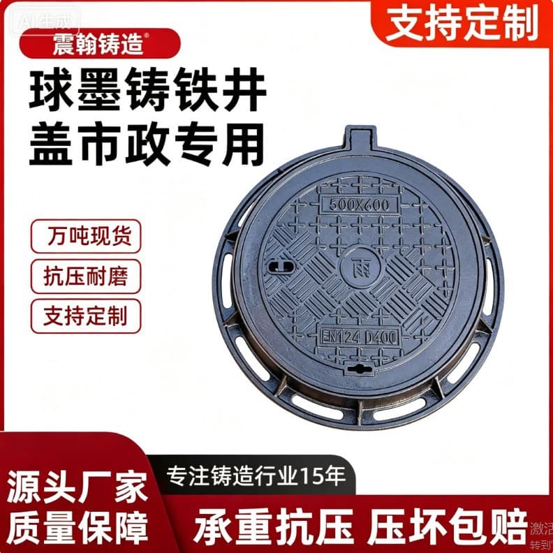 Ductile iron manhole cover municipal manhole cover D400 single layer manhole cover 700*800 ductile iron manhole cover