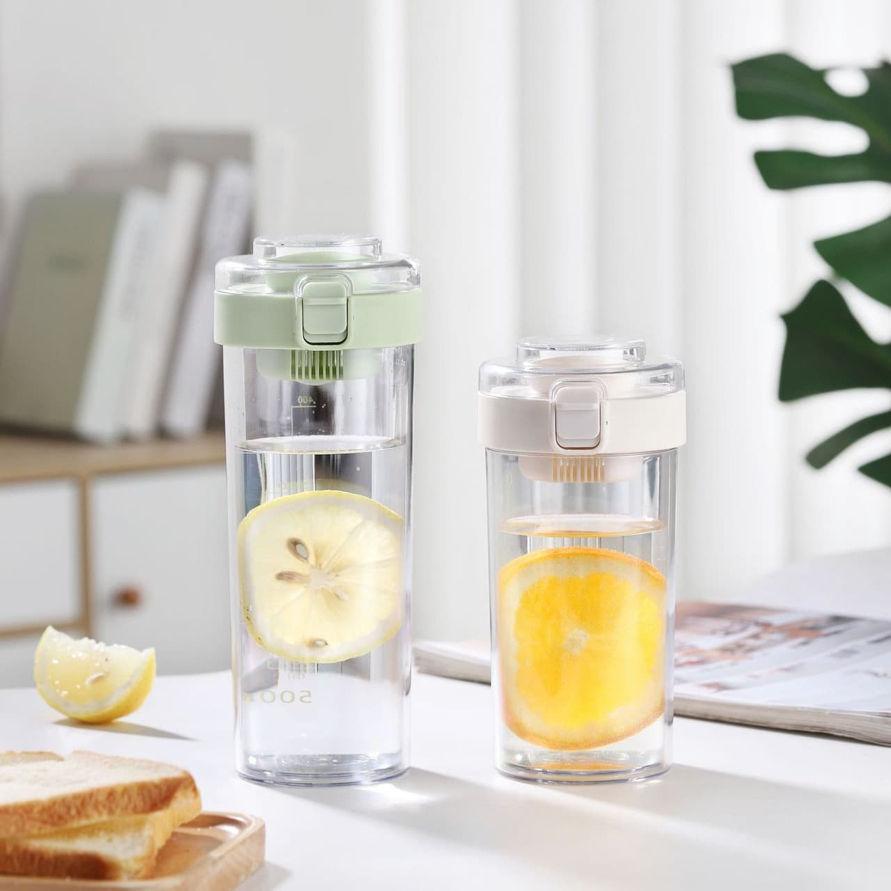 Tea-water separation water cup high aesthetics double-layer heat insulation home 500ML student portable flower brewing heat-proof tea cup