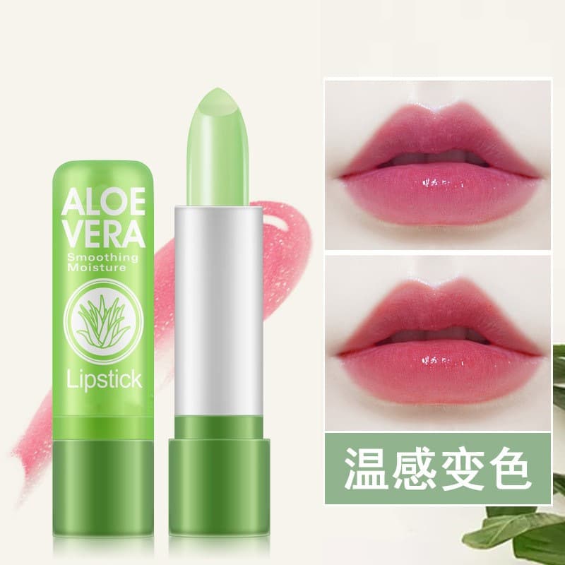 Cross-border Aloe Vera Lipstick Warm Color Changing Lip Balm Moisturizing, Waterproof, Anti-Drying Jelly Warm Color Changing Lipstick