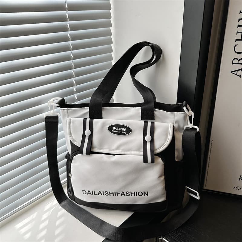 Niche design girl student handbag, high school student tutoring crossbody bag, junior high school student large capacity class commuting bag